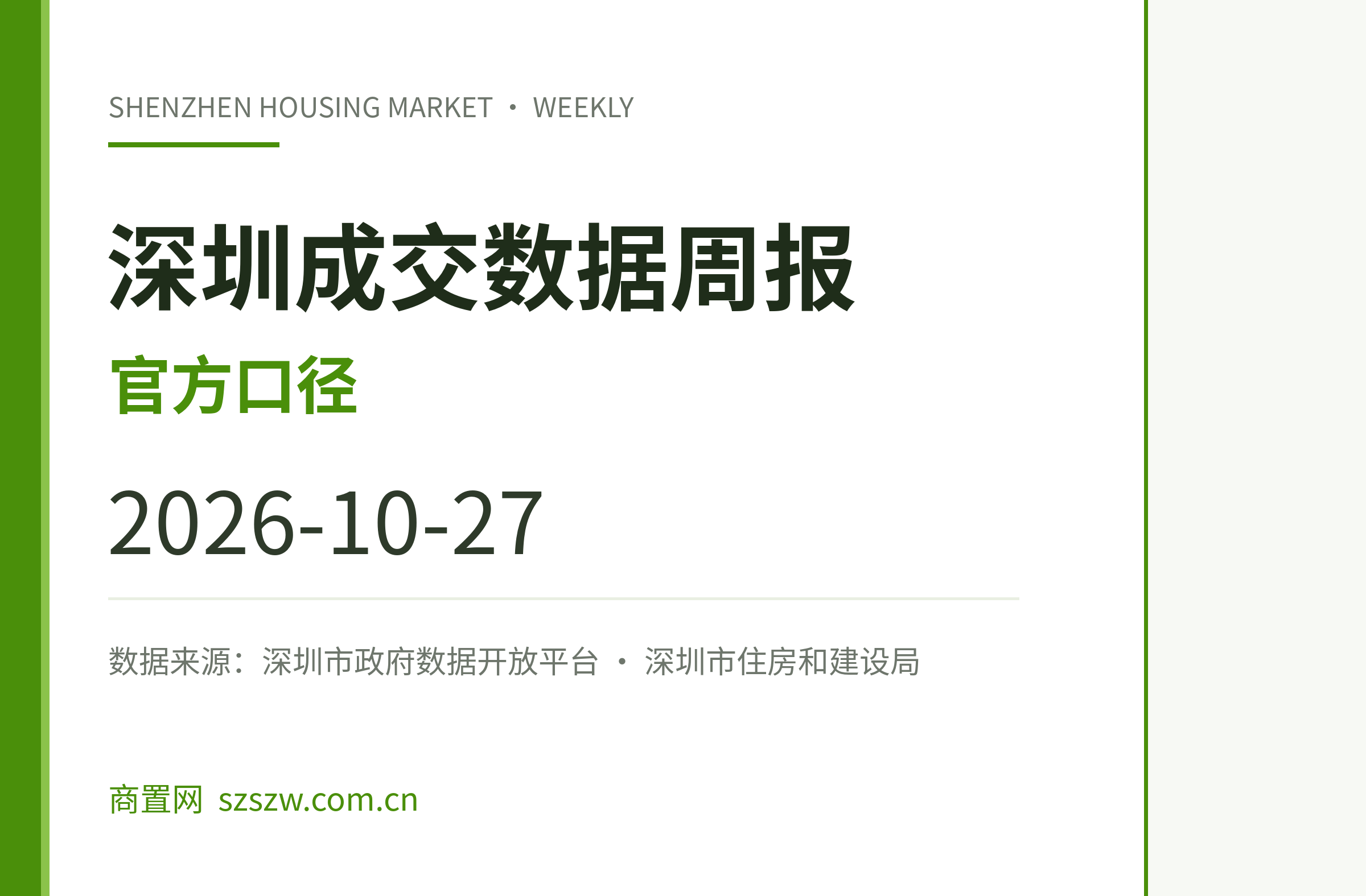深圳成交数据周报（官方口径 2026-10-27）